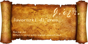 Javorszki Ágnes névjegykártya